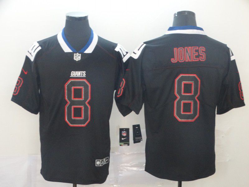 Men New York Giants #8 Jones Black Nike Lights Out Black Color Rush Limited Jersey